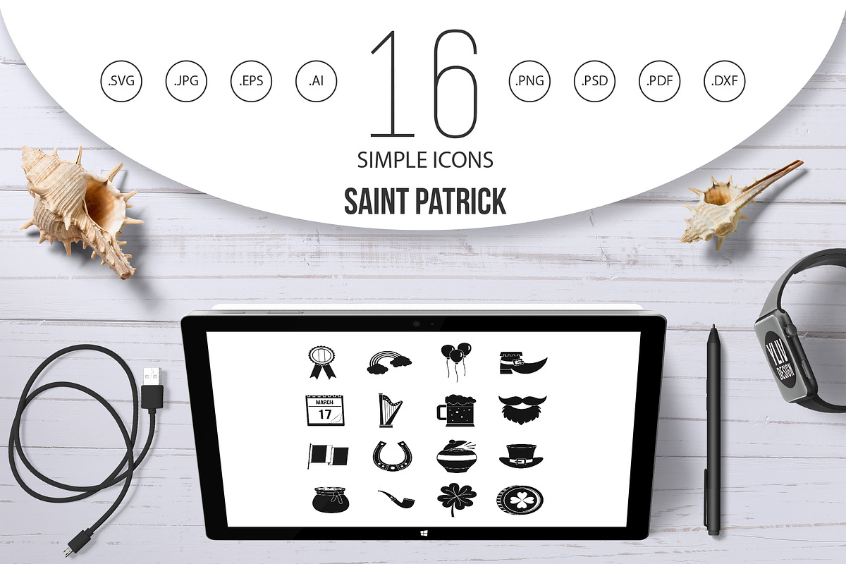 Saint Patrick icons set, simple  in Graphics - product preview 8