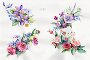 Cute bouquet flowers PNG watercolor 