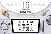 Saint Valentine icons set, simple 