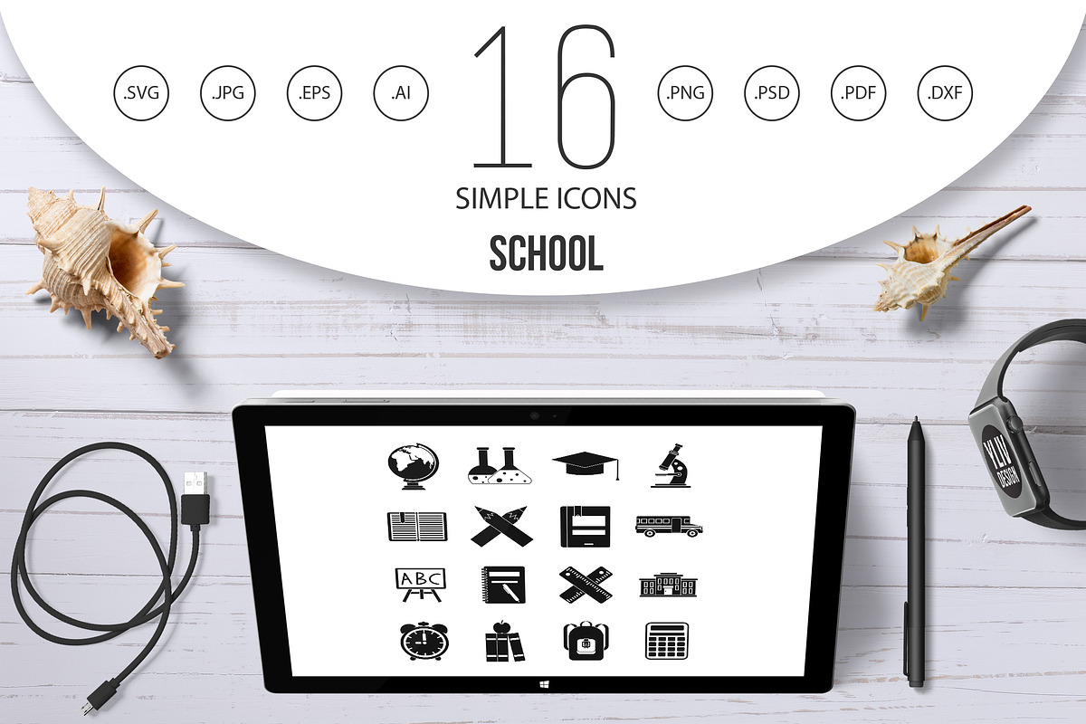 School icons set, simple style in Icons - product preview 8
