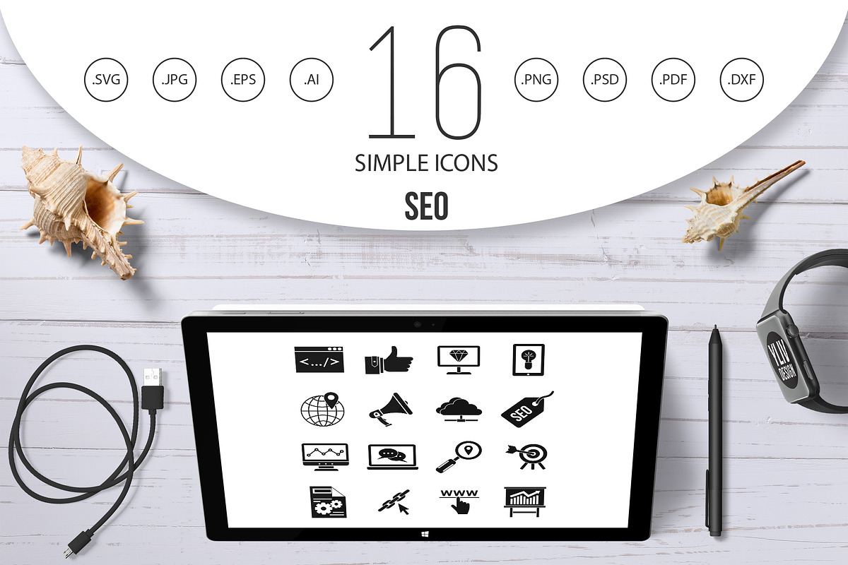 SEO icons set, simple style in Graphics - product preview 8