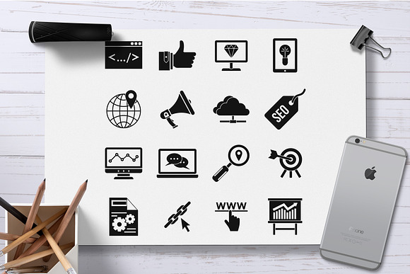 SEO icons set, simple style in Graphics - product preview 1
