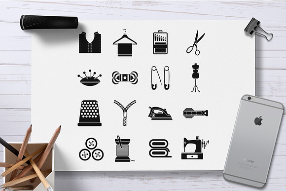 Sewing icons set, simple style in Icons - product preview 1