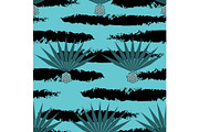 Blue agave vector seamless pattern