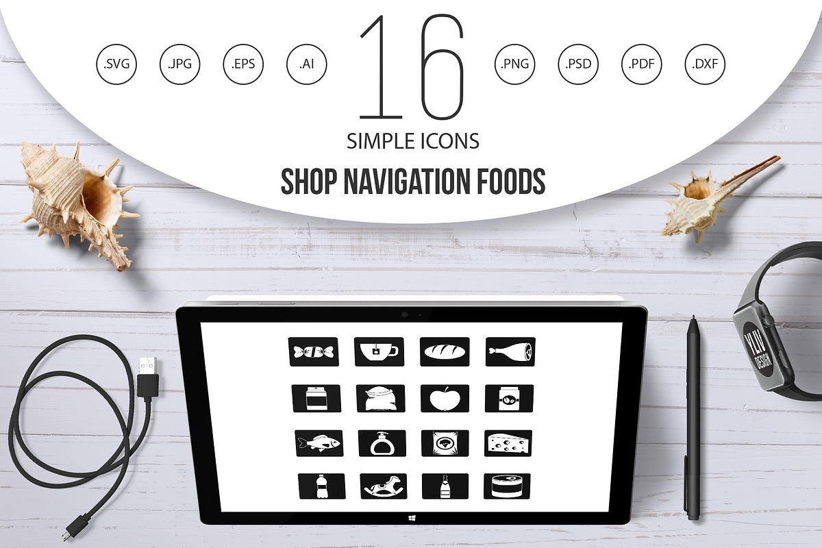 Shop navigation foods icons set  in Graphics - product preview 8