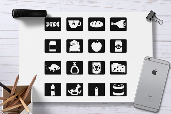 Shop navigation foods icons set  in Graphics - product preview 1