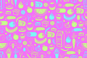 Seamless pattern with different food
