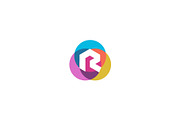 Letter R logo design. Colorful