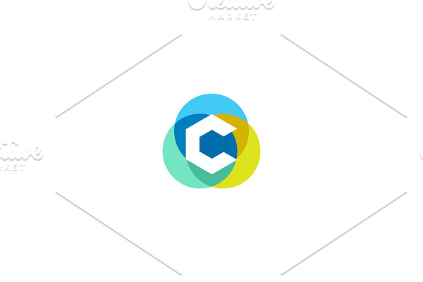 Letter C logo design. Colorful