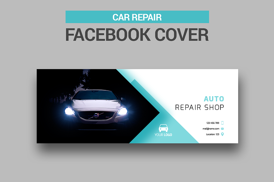 Car Repair Facebook Cover in Facebook Templates - product preview 8
