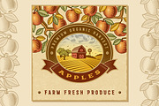 Vintage Colorful Apple Harvest Label