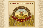 Vintage Colorful Wheat Harvest Label
