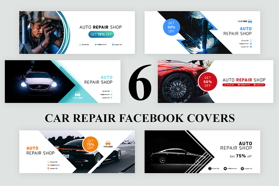 Car Repair Facebook Covers in Facebook Templates - product preview 8