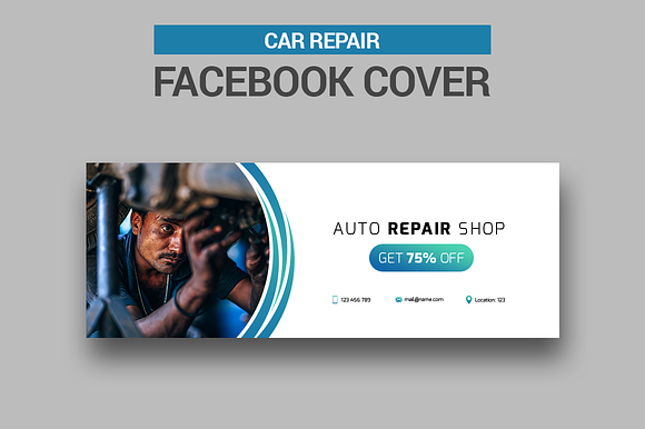 Car Repair Facebook Covers in Facebook Templates - product preview 1