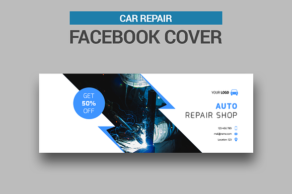 Car Repair Facebook Covers in Facebook Templates - product preview 2