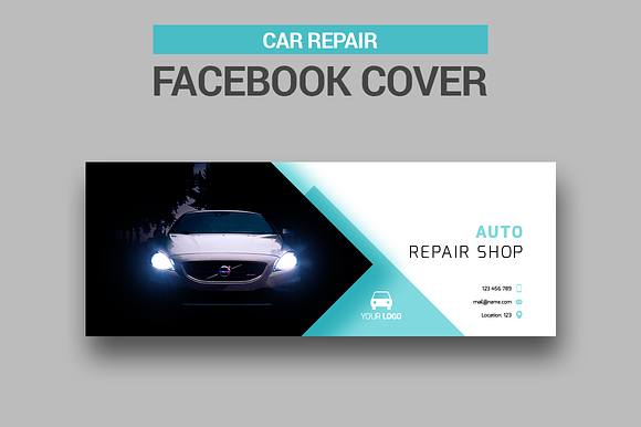 Car Repair Facebook Covers in Facebook Templates - product preview 3