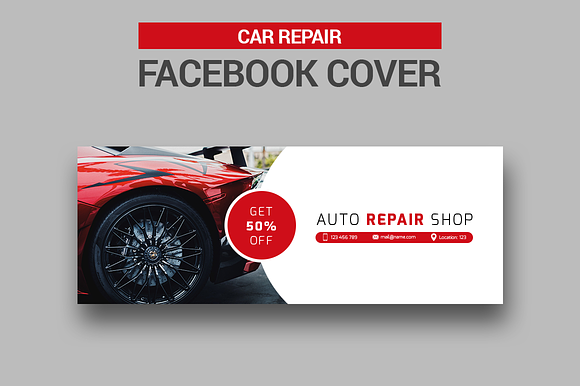Car Repair Facebook Covers in Facebook Templates - product preview 4