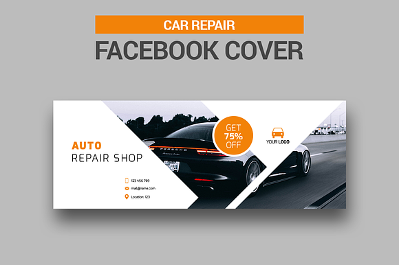 Car Repair Facebook Covers in Facebook Templates - product preview 5
