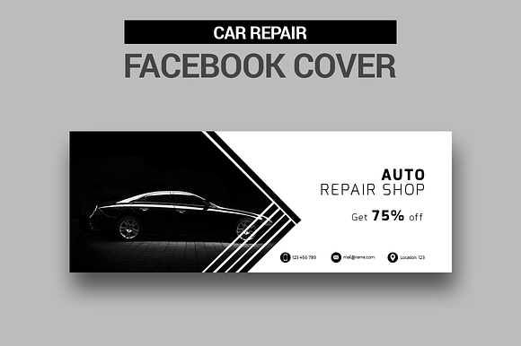 Car Repair Facebook Covers in Facebook Templates - product preview 6