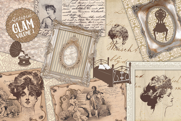 Antique Ephemera & Illustrations Set