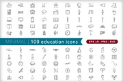 Minimal 100 education icons