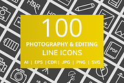100 Photography & Picture Line Icons
