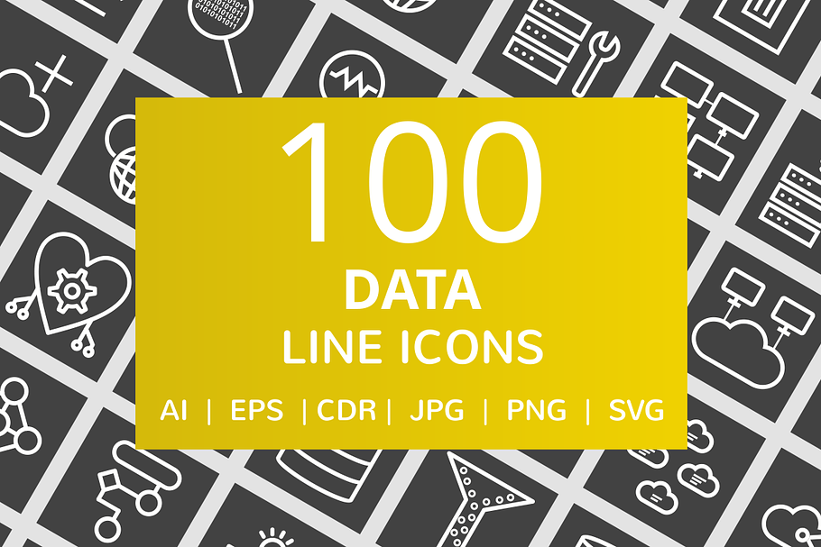 100 Data Line Inverted Icons