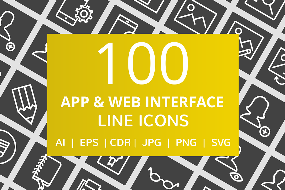 100 App & Web Interface Line Icons