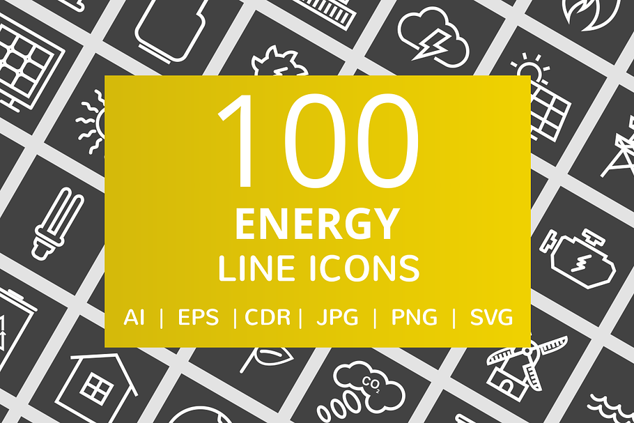 100 Energy Line Inverted Icons