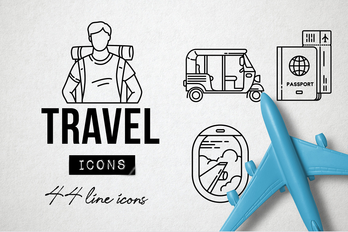 44 Travel Line Icons Pack in Travel Icons - product preview 8