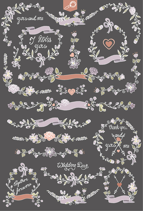 Vintage Doodles floral decor set in Illustrations - product preview 2