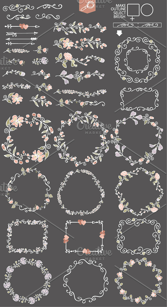 Vintage Doodles floral decor set in Illustrations - product preview 4