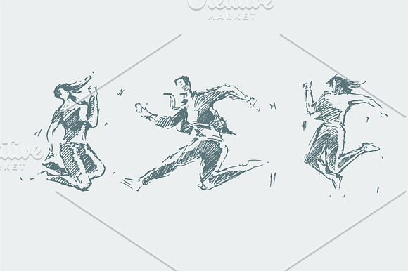 Silhouettes of jumping persons in Illustrations - product preview 2