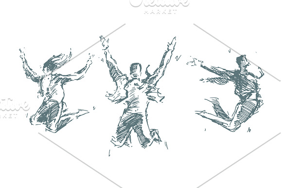 Silhouettes of jumping persons in Illustrations - product preview 3