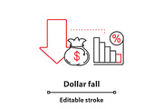 Dollar fall concept icon