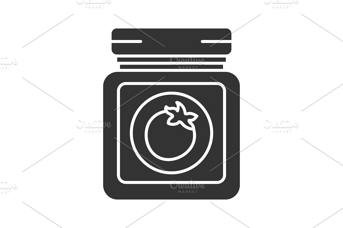 Tomato sauce jar glyph icon in Graphics - product preview 8