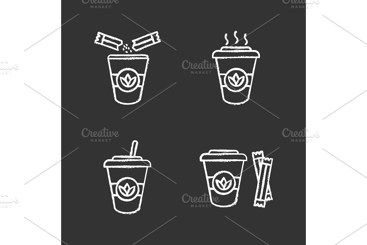 Tea drinks chalk icons set in Icons - product preview 8