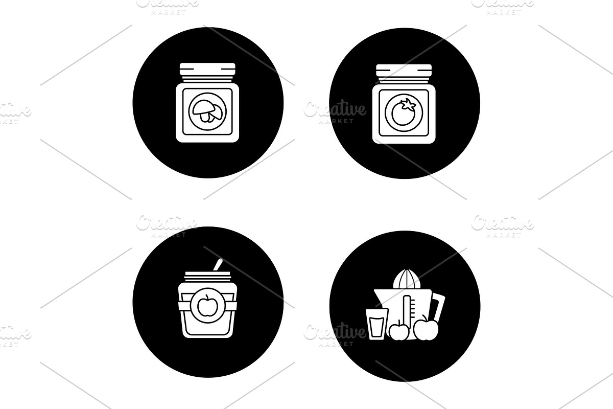 Homemade preserves glyph icons set in Graphics - product preview 8