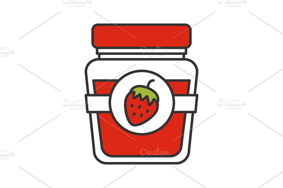 Strawberry jam jar color icon in Graphics - product preview 8