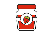 Strawberry jam jar color icon