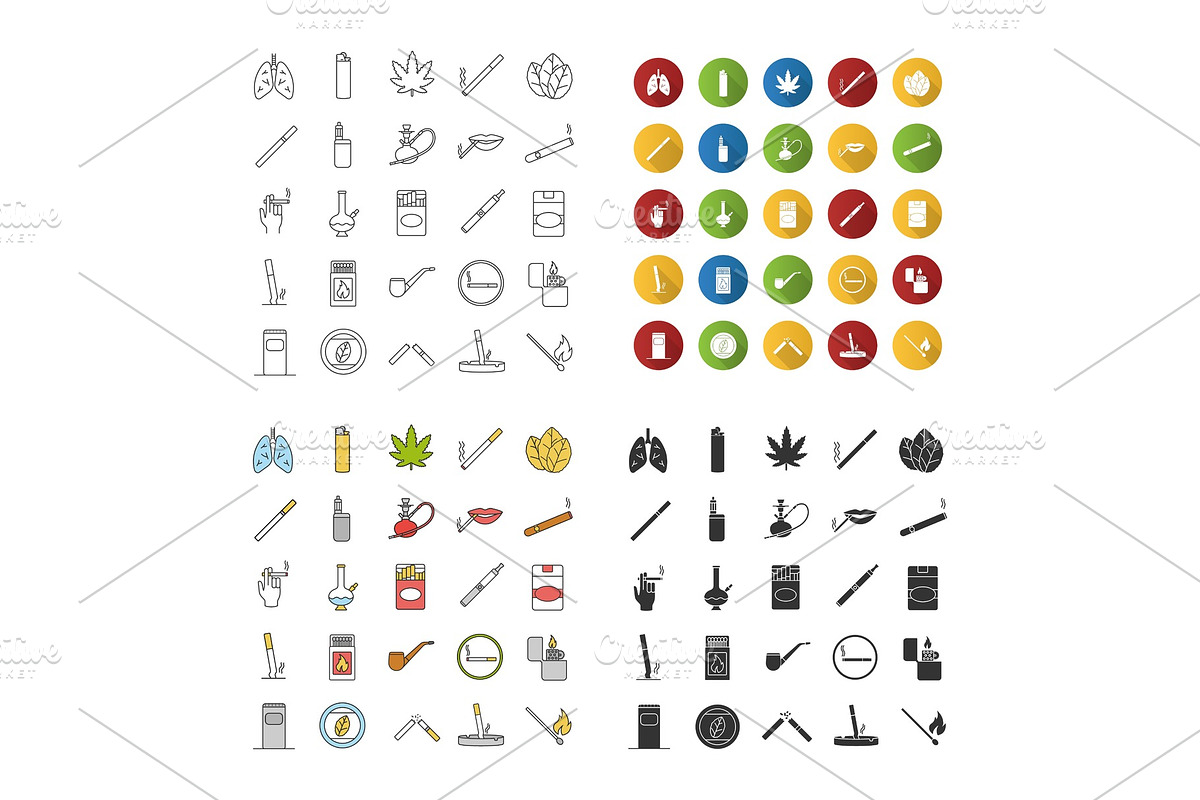 Smoking icons set in Graphics - product preview 8