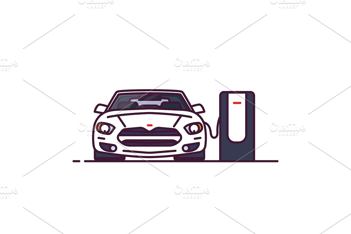 Car on electro station in Illustrations - product preview 8