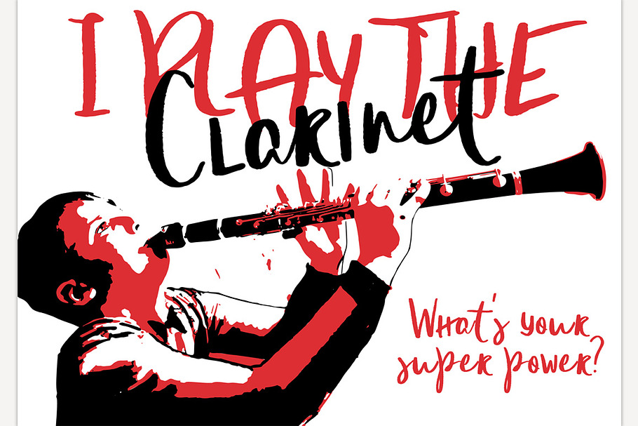 The boy playing clarinet poster in Illustrations - product preview 8