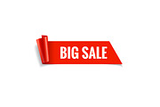 Sale banner. Realistic Red Glossy