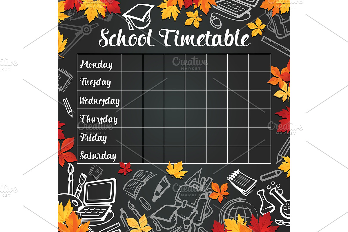 School vector weekly timetable on in Illustrations - product preview 8