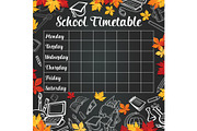 School vector weekly timetable on
