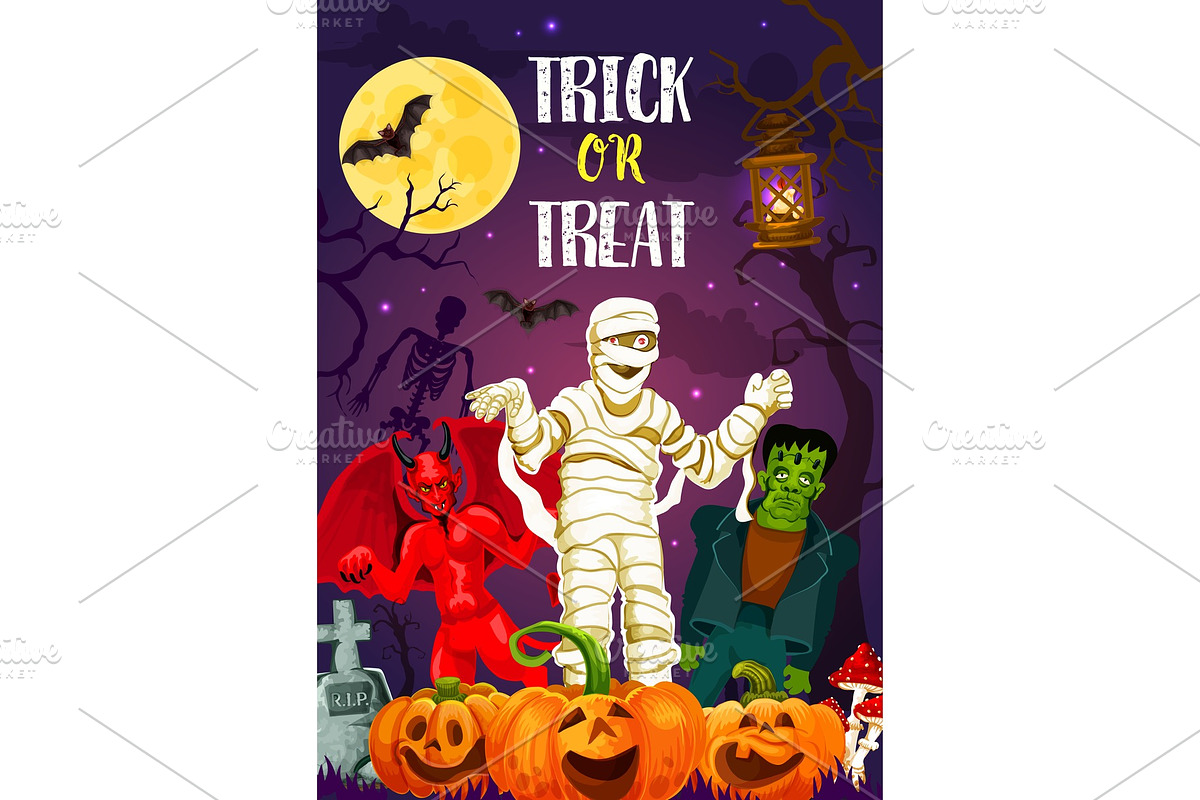 Halloween trick or treat banner of in Illustrations - product preview 8