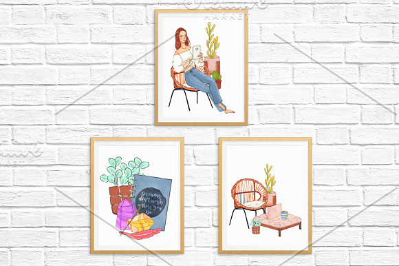 Boho Chic Boss Hand Drawn Clipart in Illustrations - product preview 1