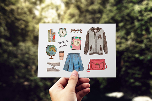 Back to school. Watercolor set. in Illustrations - product preview 6