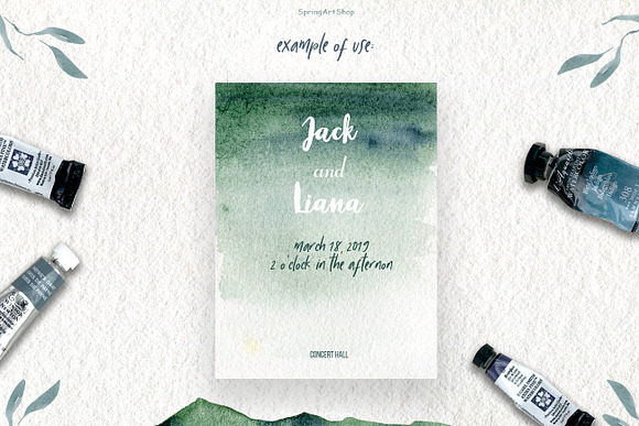 Watercolor Mountains and greens in Illustrations - product preview 4